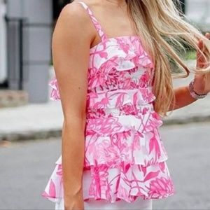 Lilly Pulitzer Olive Top Resort White Pink Size 16
